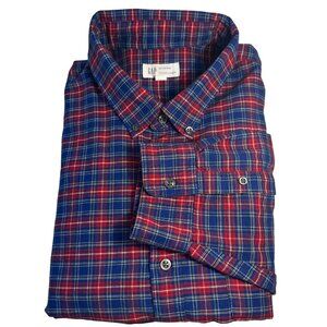 Gap Men's XXL  Blue/Red Plaid Long Sleeve Button-Up Shirt Standard Fit Stretch